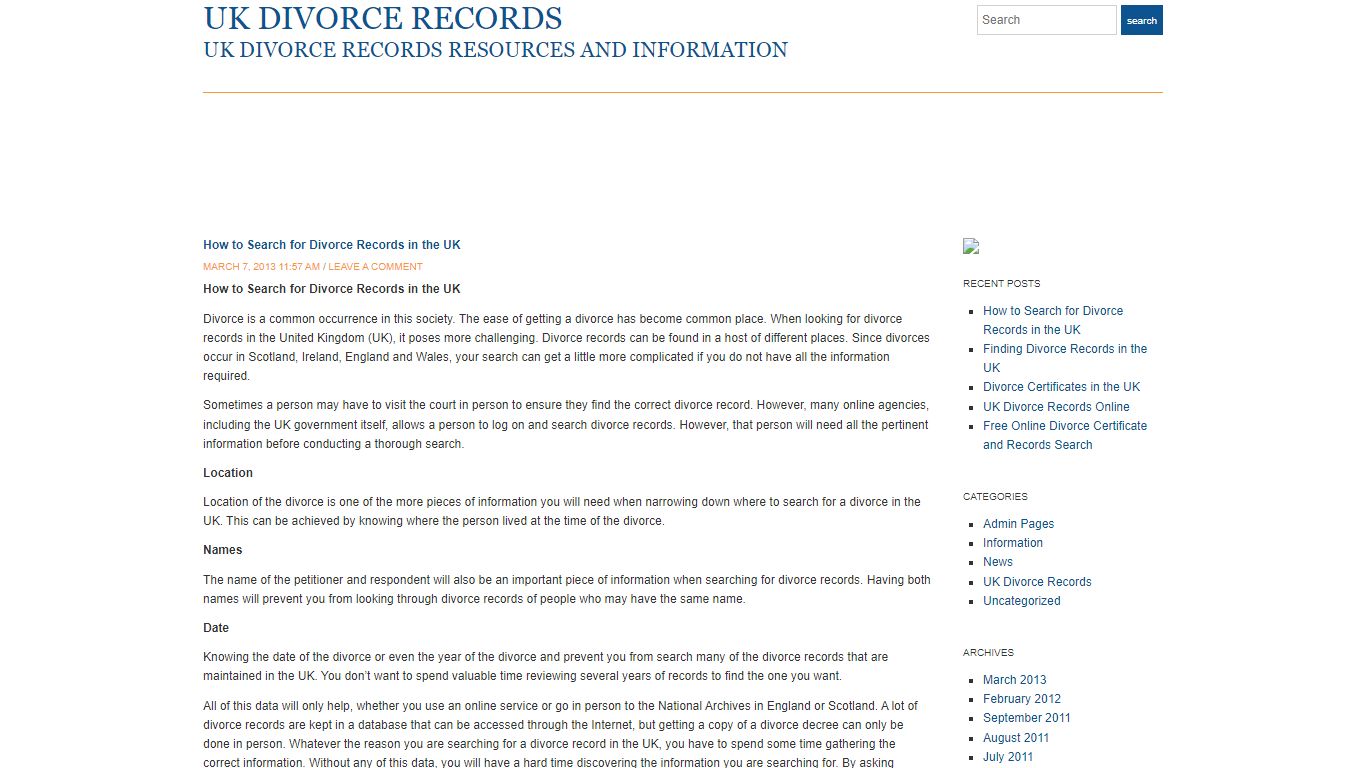 UK Divorce Records